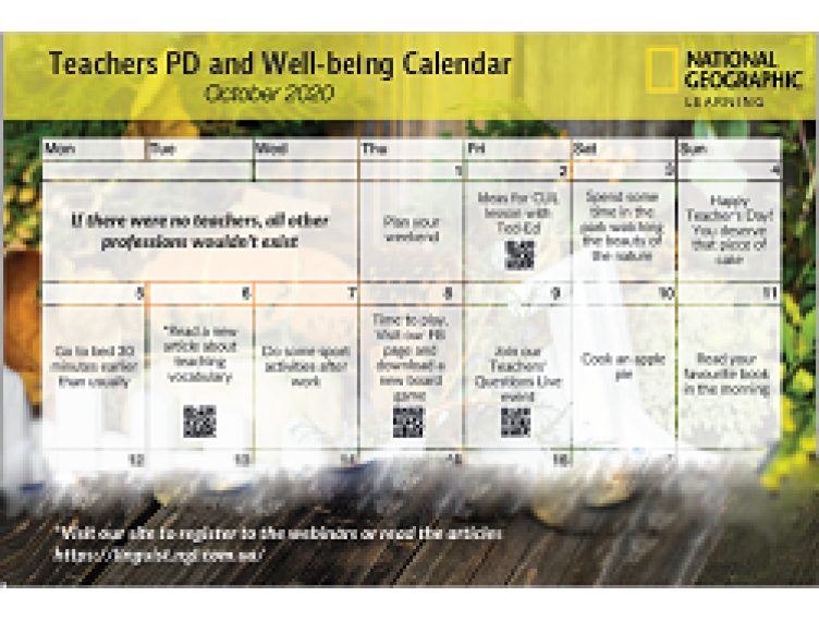 TEACHER’S PD AND WELLBEING CALENDAR OCTOBER 2020