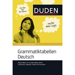 Grammatiktabellen Deutsch: Regelmäßige und unregelmäßige Verben, Substantive, Adjektive, Artikel und